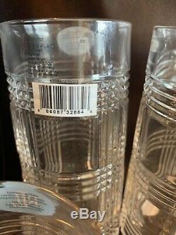 8 Ralph Lauren Crystal Glen Plaid Double Old fashioned & Hiball Glasses NWT