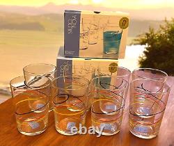 8 Studio Nova Color Threads Double Old Fashioned Glasses NEW IN BOX 17 Fl Oz