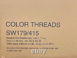 8 Studio Nova Color Threads Double Old Fashioned Glasses NEW IN BOX 17 Fl Oz