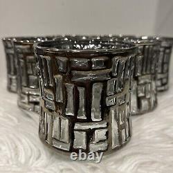 8 Vintage Libbey Brutalist Platinum ARTICA 3.5 Double Old Fashioned / Tumblers