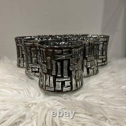 8 Vintage Libbey Brutalist Platinum ARTICA 3.5 Double Old Fashioned / Tumblers