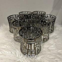 8 Vintage Libbey Brutalist Platinum ARTICA 3.5 Double Old Fashioned / Tumblers
