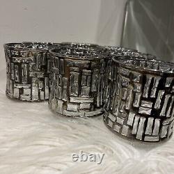 8 Vintage Libbey Brutalist Platinum ARTICA 3.5 Double Old Fashioned / Tumblers