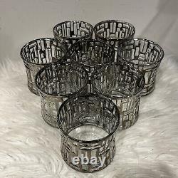 8 Vintage Libbey Brutalist Platinum ARTICA 3.5 Double Old Fashioned / Tumblers