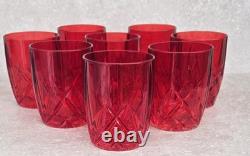 8 Waterford Marquis Crystal Brookside Red Double Old-fashioned Whiskey Rock Set
