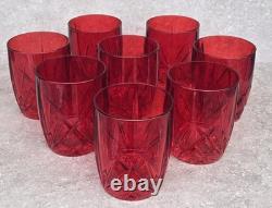 8 Waterford Marquis Crystal Brookside Red Double Old-fashioned Whiskey Rock Set
