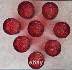 8 Waterford Marquis Crystal Brookside Red Double Old-fashioned Whiskey Rock Set