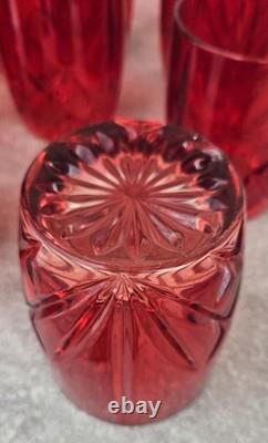 8 Waterford Marquis Crystal Brookside Red Double Old-fashioned Whiskey Rock Set