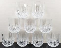 9 Cristal D'Arques Longchamp Clear 3.75 Double Old Fashioned Set Rocks Bar Lot