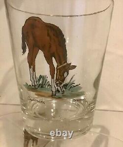 9 MCM HORSE Glasses Double Old Fashioned signed C. W. Anderson, Carwin