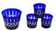 AJKA Arabella Cut To Clear Cobalt Blue Ice Bucket 3 Double Old Fashioned Glasses