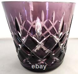 AJKA Rare Double Old Fashioned Glass Pair Ruby Red and Amethyst Purple Hungary