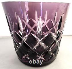 AJKA Rare Double Old Fashioned Glass Pair Ruby Red and Amethyst Purple Hungary