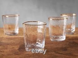 ARHAUS Gold trimmed Alexandria Glass Pitcher and 4 Double Old-Fashioned Glasses