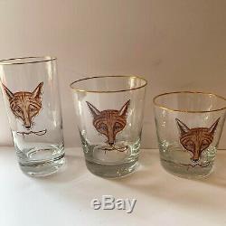 Abercrombie & Fitch x5 Fox Double Old Fashioned Glasses Cyril Gorainoff Vtg