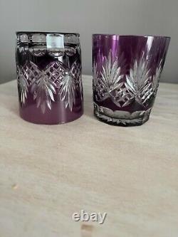 Ajka Caroline Amethyst Cut to Clear Set Of 2 Double Old Fashioned Glasses 4