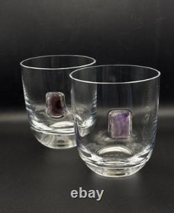 Anna New York Elevo Double Old Fashioned Glasses Set of 2 Crystal Agate Stones
