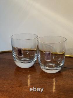 Anna New York Elevo Double Old Fashioned Glasses Set of 2 Crystal Agate Stones