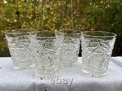 Antique Set Of 4 American Brilliant Cut Crystal Double Old Fashioned Glass