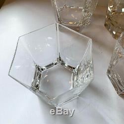 Arnolfo Di Cambio x4 Hexagonal Double Old Fashioned Crystal Bar Glasses Vintage