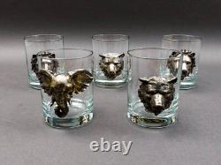 Arthur Court Safari Animals Rocks Double Old Fashioned Glasses Tumblers Set Of 5