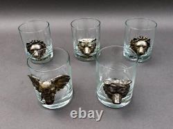 Arthur Court Safari Animals Rocks Double Old Fashioned Glasses Tumblers Set Of 5