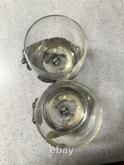 Arthur Court Vintage Safari Double Old Fashioned Alligator Glasses with Feet X2