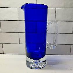 BLOCK Stockholm Cobalt Blue Pitcher & 5 Double Old Fashioned GlassesBubble Base