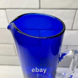 BLOCK Stockholm Cobalt Blue Pitcher & 5 Double Old Fashioned GlassesBubble Base