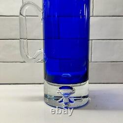 BLOCK Stockholm Cobalt Blue Pitcher & 5 Double Old Fashioned GlassesBubble Base