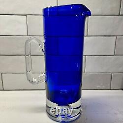 BLOCK Stockholm Cobalt Blue Pitcher & 5 Double Old Fashioned GlassesBubble Base