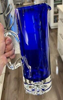 BLOCK Stockholm Cobalt Blue Pitcher & 5 Double Old Fashioned GlassesBubble Base