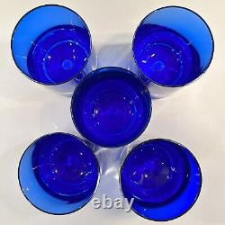 BLOCK Stockholm Cobalt Blue Pitcher & 5 Double Old Fashioned GlassesBubble Base