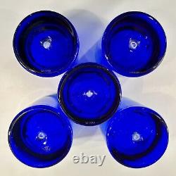 BLOCK Stockholm Cobalt Blue Pitcher & 5 Double Old Fashioned GlassesBubble Base