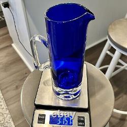 BLOCK Stockholm Cobalt Blue Pitcher & 5 Double Old Fashioned GlassesBubble Base