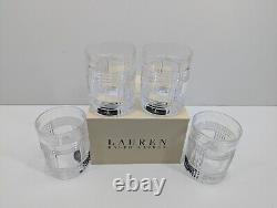 BNIB Ralph Lauren Glen Plaid Set of 4 Lead Glass Double Old Fashioned Glasses
