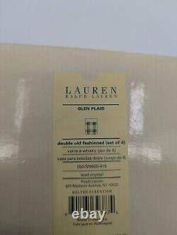 BNIB Ralph Lauren Glen Plaid Set of 4 Lead Glass Double Old Fashioned Glasses