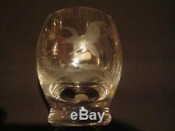 BOOK SET of 6 ETCHED CRYSTAL ROWLAND WARD DOUBLE OLD FASHIONED GLASSES