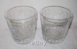 Baccarat 2 Parme Double Old Fashioned Glasses Etched France Crystal Discontinued