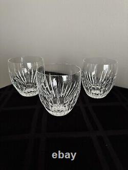 Baccarat Crystal Massena Tumbler Whiskey Double Old Fashioned Glasses Set 3