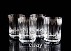 Baccarat Harmonie Double Old Fashioned Glasses Set 4 Crystal DOF Barware Signed