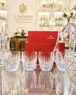 Baccarat Masséna Crystal Double Old Fashioned Tumblers Glasses Set of 4 Signed