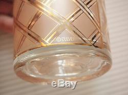 Barware Set of 6 Culver Double Old Fashioned Glasses/ Diamond Pattern & 22K Gold