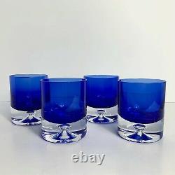 Block Crystal Cobalt Blue Bubble Bottom Glasses, Double Old Fashioned Barware