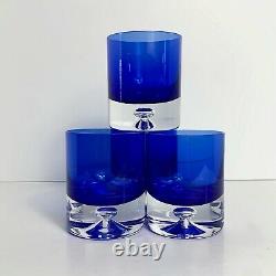 Block Crystal Cobalt Blue Bubble Bottom Glasses, Double Old Fashioned Barware