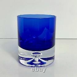 Block Crystal Cobalt Blue Bubble Bottom Glasses, Double Old Fashioned Barware