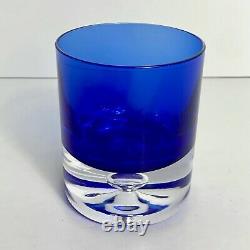 Block Crystal Cobalt Blue Bubble Bottom Glasses, Double Old Fashioned Barware