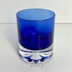 Block Crystal Cobalt Blue Bubble Bottom Glasses, Double Old Fashioned Barware