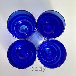 Block Crystal Cobalt Blue Bubble Bottom Glasses, Double Old Fashioned Barware