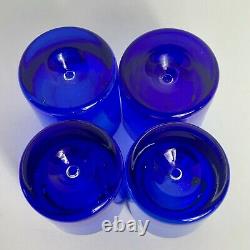 Block Crystal Cobalt Blue Bubble Bottom Glasses, Double Old Fashioned Barware